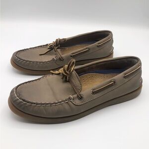 Sperry Dark Khaki Camel Leather Boat Shoes Classic Women’s Size 7